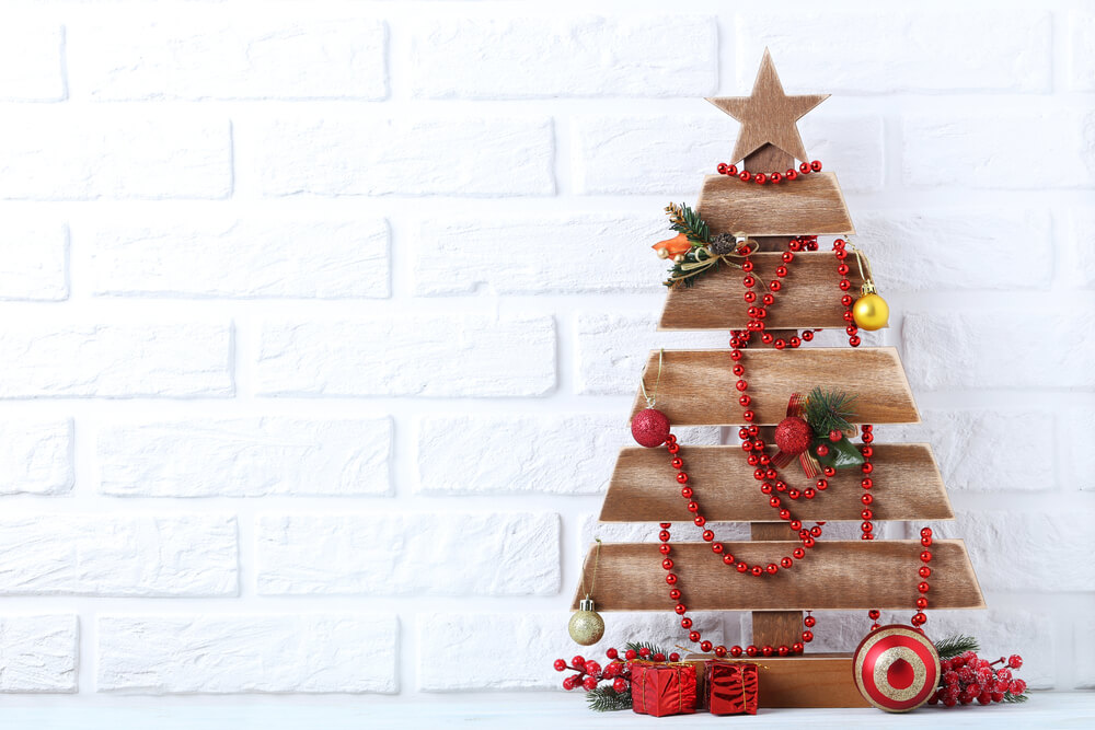 6 DIY Cheap Christmas Decorations From Your Garden - wooden christmas tree