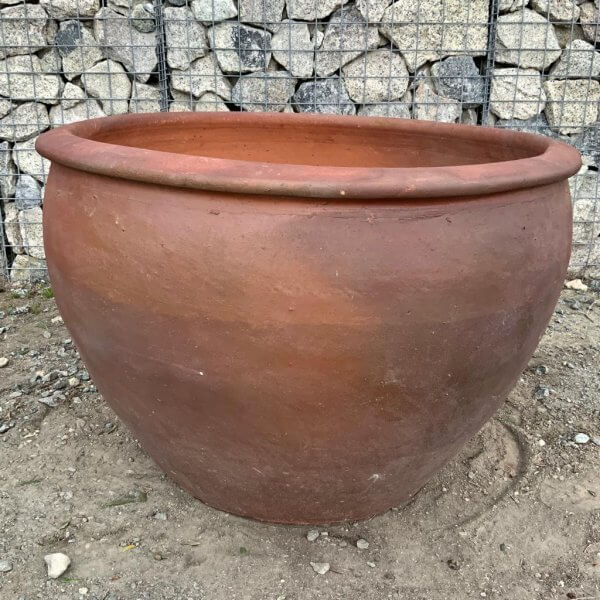 Iron Stone 88 - Round Rim Plant Pot (Black Vietnamese Clay) - 1 2