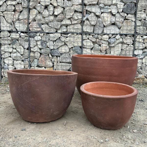 Iron Stone Set of 3 Pots (DEAL) - Egg Shaped Plant Pots (Black Vietnamese Clay) - 1 20