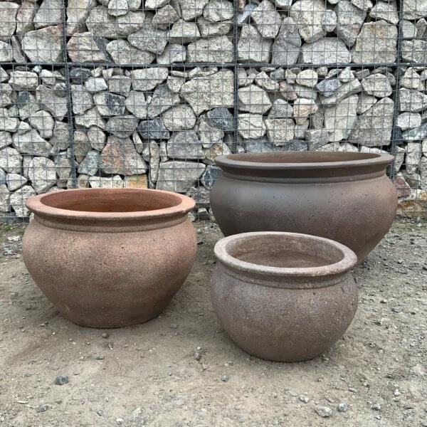 Old Stone Set Of 3 Pots (DEAL) "Ho-an Bowl" Plant Pot (Black Vietnamese Clay) - 1 21