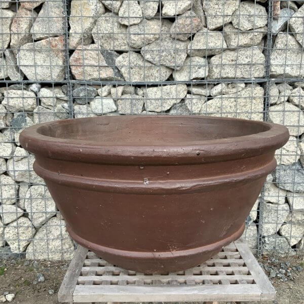 Iron Stone 71 - "Mekong Bowl" Plant Pot (Black Vietnamese Clay) - 1 3