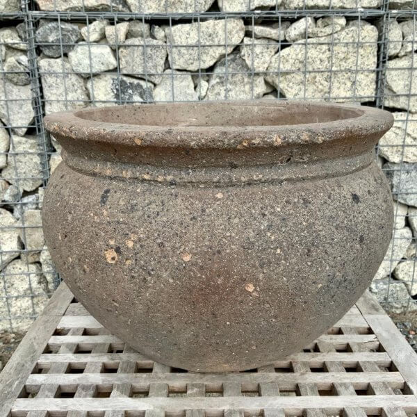 Old Stone 42 "Ho-an Bowl" Plant Pot (Black Vietnamese Clay) - 1 4