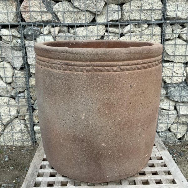 Old Stone 42 Cylinder Plant Pot (Black Vietnamese Clay) - 2 4