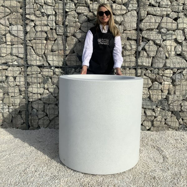 The Sicilian Cylinder Pot 85 Colour Granite White - IMG 8081 scaled