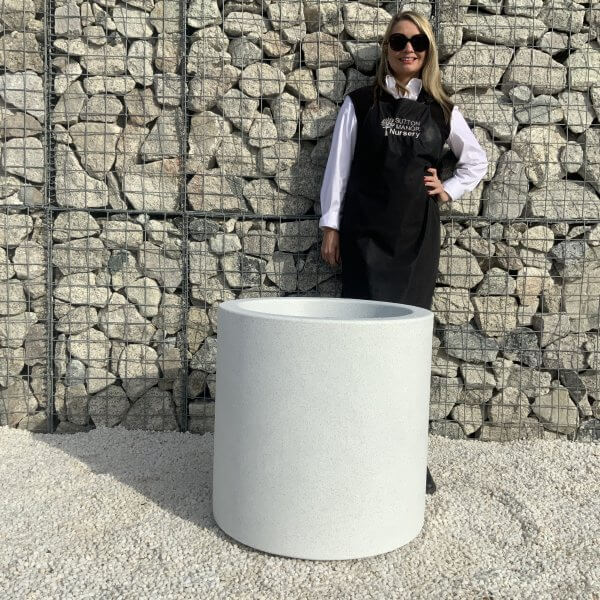 The Sicilian Cylinder Pot 60 Colour Granite White - IMG 8083 scaled