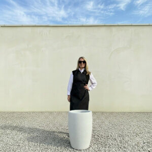 The Pompei Pot 60 Colour White Granite (Resin)