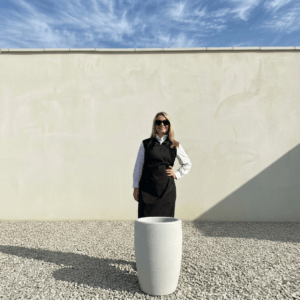 The Pompei Pot 60 Colour White Granite (Resin)