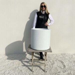 The Sicilian Cylinder Pot 40 Colour Granite White (Resin)