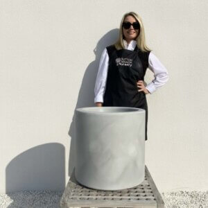 The Sicilian Cylinder Pot 40 Colour Grey Stone (Resin)