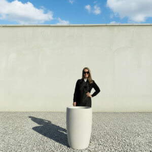 The Pompei Pot 75 Colour White Granite (Resin)