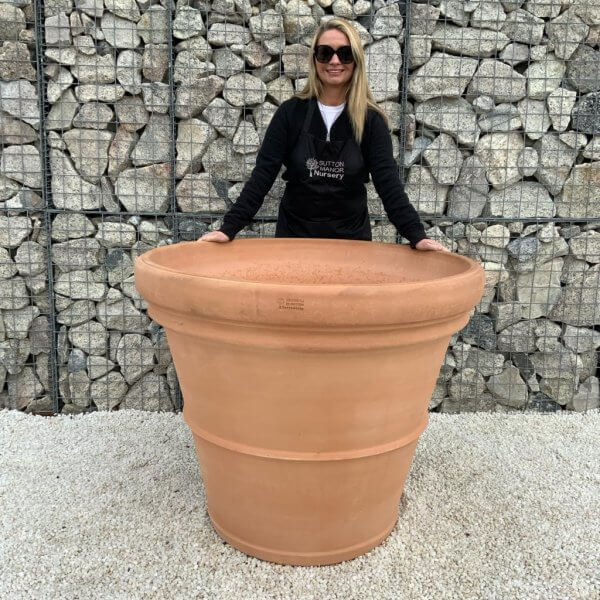 Terracotta Tuscan Pot Rolled Rim Extra Large 100 (Handmade) - real terr