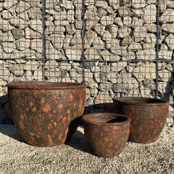 The Tam Coc Atlantis Shades Of Golden Rust Plant Pots - b 2