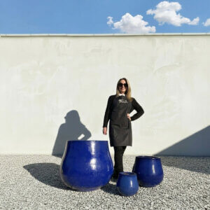The Lang Co Glazed Royal Azure Blue Plant Pots