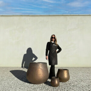 The Lang Co Glazed Golden Bronze Plant Pots