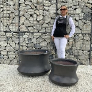 The Rach Gia Glazed Shades Of Grey Plant Pots