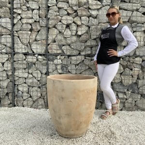 The Ben Tre Wabi-Sabi Colour Velvet Biege Plant Pot