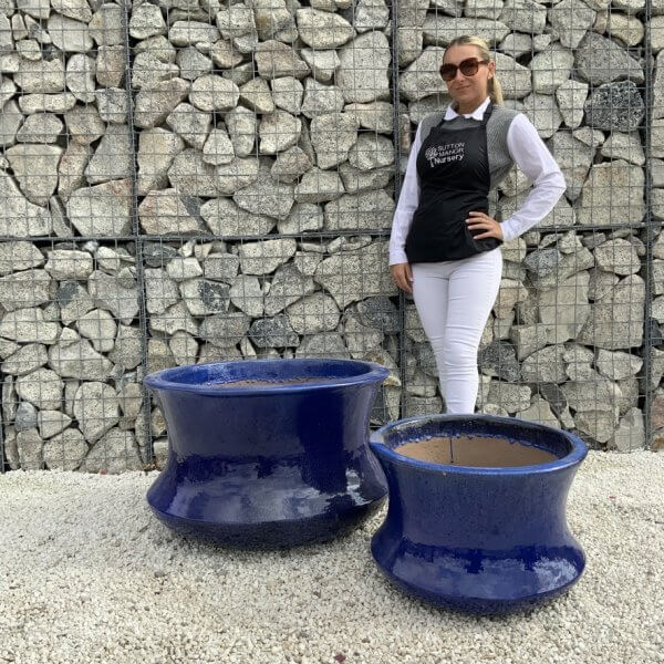 The Rach Gia Glazed Royal Azure Blue Plant Pots