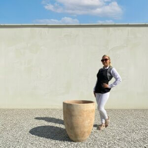 The Ben Tre Wabi-Sabi Colour Velvet Biege Plant Pot