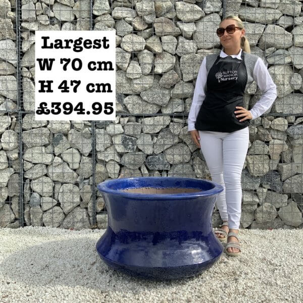 The Rach Gia Glazed Royal Azure Blue Plant Pots - Image 3