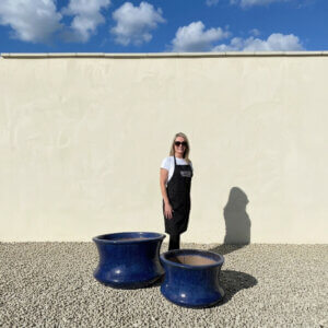 The Rach Gia Glazed Royal Azure Blue Plant Pots