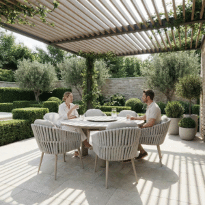 Eva Round Dining 6 Seat Set (Latte)