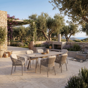 Florence Barrel Dining 6 Seat SET (Terre)