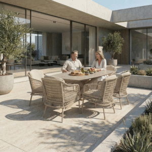 Puccini Barrel Dining 6 Seat SET (Latte)