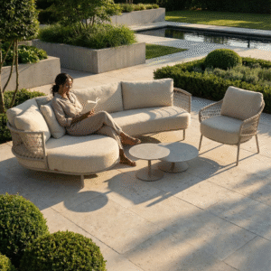Sardinia Full Lounge & Chair SET (Latte)