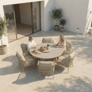 Sardinia Round Dining 6 Seat SET (Latte)