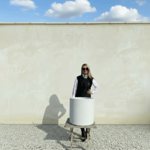 The Sicilian Cylinder Pot 40 Colour Granite White (Resin)