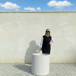 The Sicilian Cylinder Pot 60 Colour Granite White (Resin)