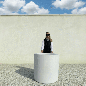 The Sicilian Cylinder Pot 85 Colour Granite White (Resin)