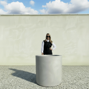 The Sicilian Cylinder Pot 85 Colour Grey Stone (Resin)